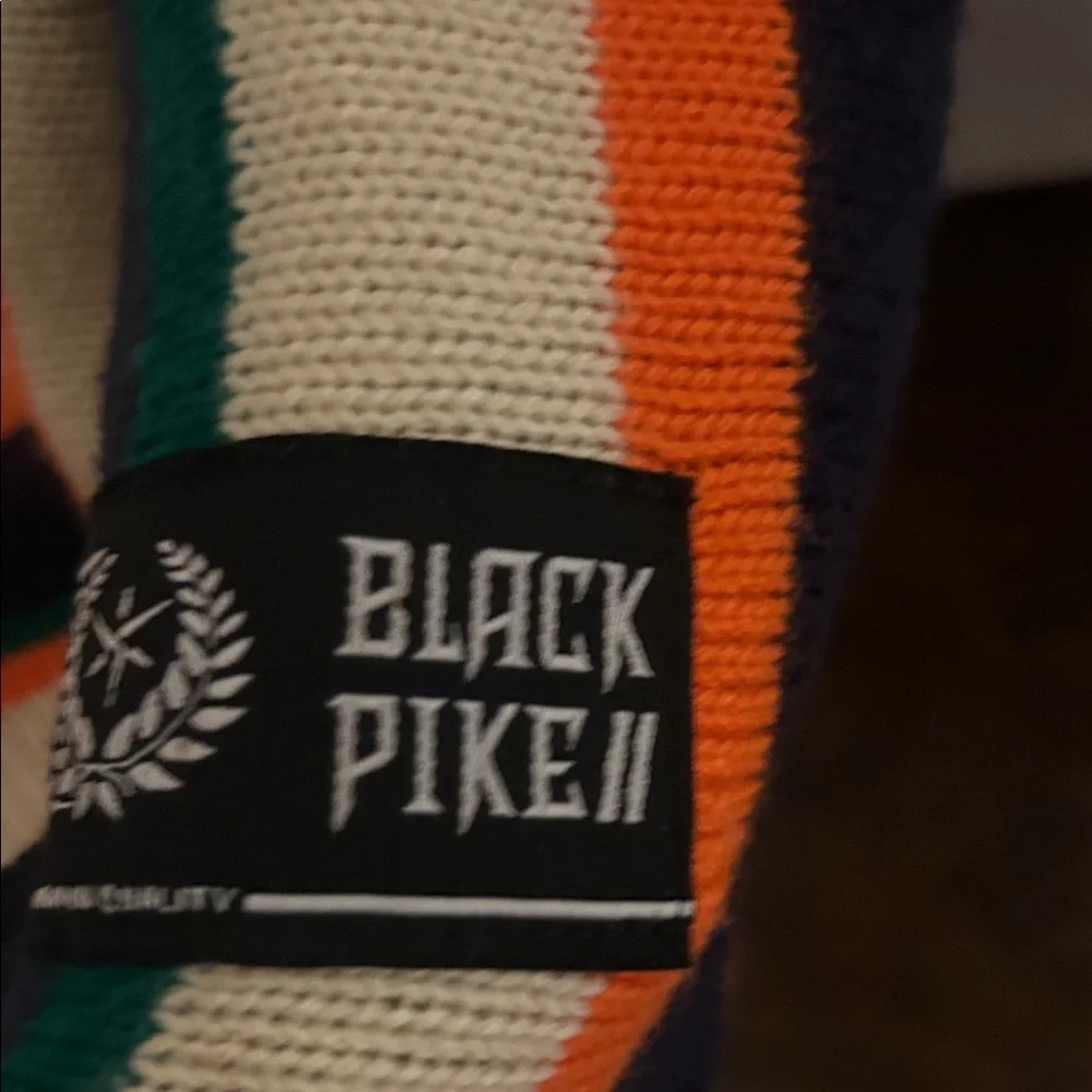 Black Pike Striped Bear Graphic Sweater